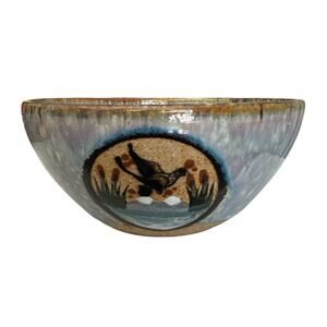 Vintage Mexican Netzi Tonala Stoneware Pottery Bowl